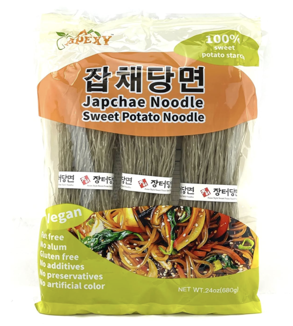 APEXY Sweet Potato Glass Noodles, Japchae Noodles, Korean Vermicelli Pasta, Fat-free and Gluten-free, 100% Sweet Potato Starch, No Additive, No Alum inside, 24oz (680g)